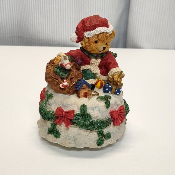 Christmas '99 Musical Teddy Bear Figurine Plays "We Wish You A Merry Christmas" - Picture 6 of 9